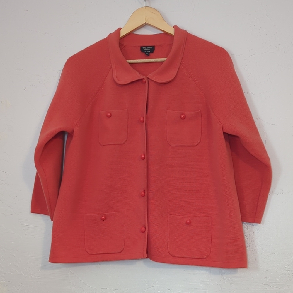 Pima Cotton Coral Comfy Office Sweater Cardigan Colorful Teacher Layer Statement